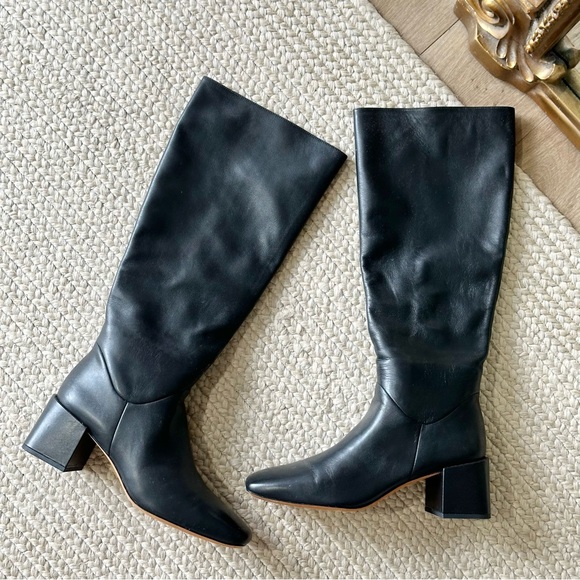 NEW Vince Ramona Knee High Smooth Leather Boot Black - Picture 2 of 7